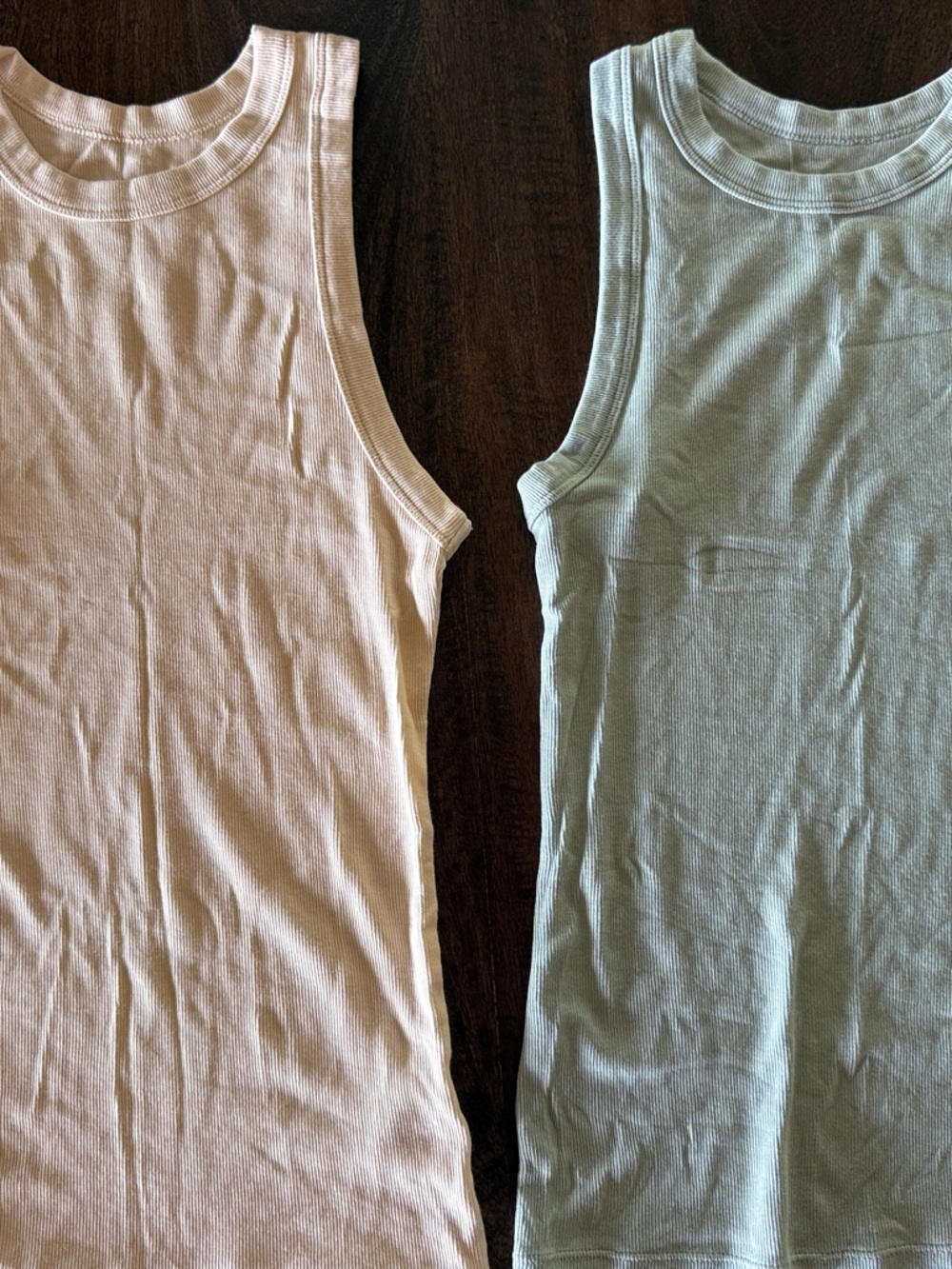 Target Cotton Ribbed Tank Tops in Cream and Light Green